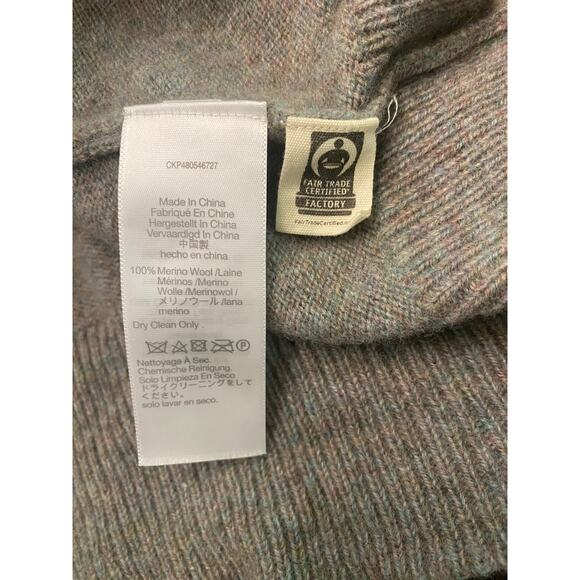 Madewell Vneck Gray Long Sleeve 100% Merino Wool Size Small Fair Trade Factory - Picture 6 of 6